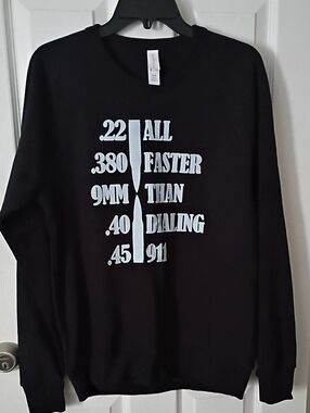 Alternative Black Crewneck Sweatshirt with White Ammo Graphic